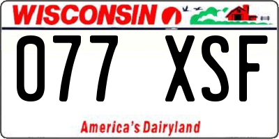 WI license plate 077XSF