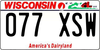 WI license plate 077XSW