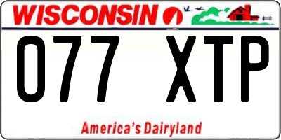 WI license plate 077XTP