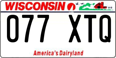 WI license plate 077XTQ