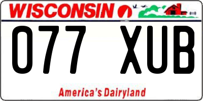WI license plate 077XUB