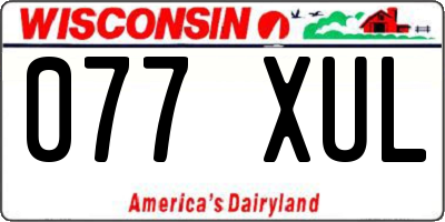 WI license plate 077XUL