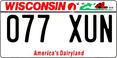 WI license plate 077XUN