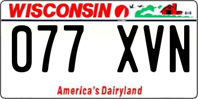 WI license plate 077XVN