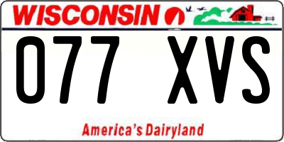 WI license plate 077XVS