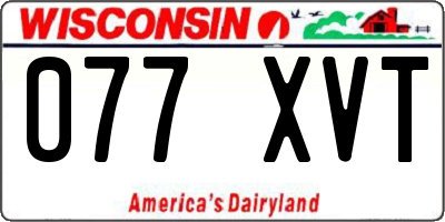 WI license plate 077XVT