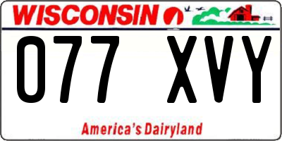 WI license plate 077XVY