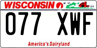 WI license plate 077XWF