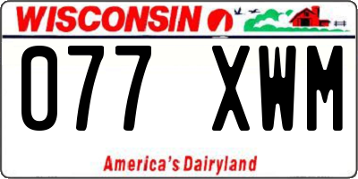 WI license plate 077XWM