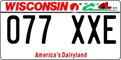 WI license plate 077XXE