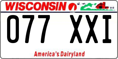 WI license plate 077XXI