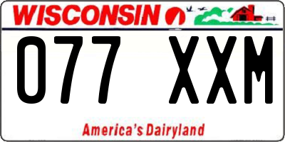 WI license plate 077XXM