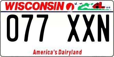 WI license plate 077XXN