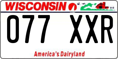WI license plate 077XXR
