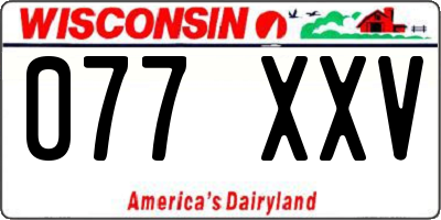 WI license plate 077XXV