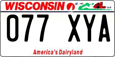 WI license plate 077XYA