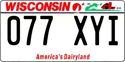 WI license plate 077XYI