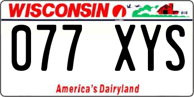 WI license plate 077XYS