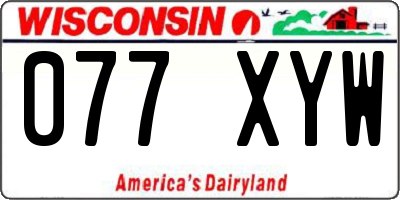 WI license plate 077XYW