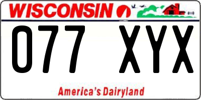 WI license plate 077XYX