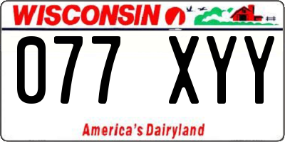 WI license plate 077XYY