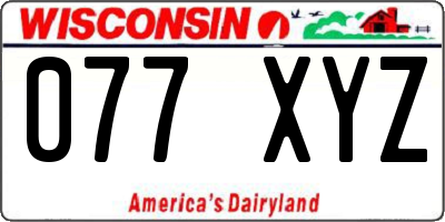 WI license plate 077XYZ