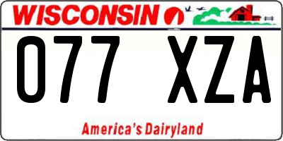 WI license plate 077XZA