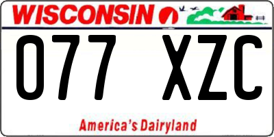 WI license plate 077XZC