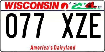 WI license plate 077XZE