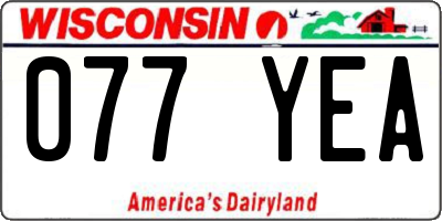 WI license plate 077YEA