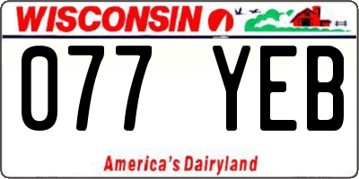 WI license plate 077YEB