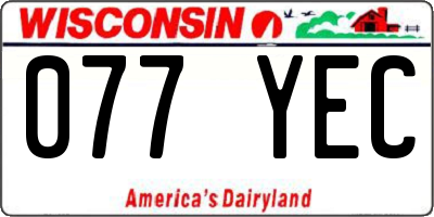 WI license plate 077YEC
