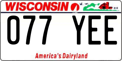 WI license plate 077YEE