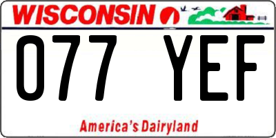 WI license plate 077YEF