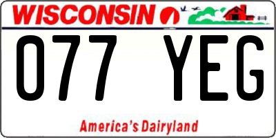 WI license plate 077YEG