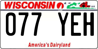 WI license plate 077YEH