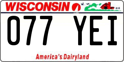 WI license plate 077YEI
