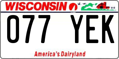 WI license plate 077YEK