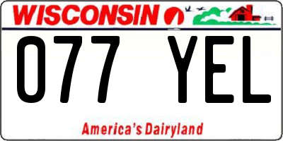 WI license plate 077YEL