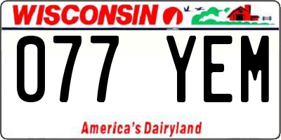 WI license plate 077YEM