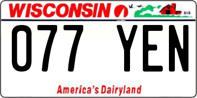 WI license plate 077YEN