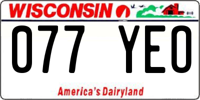 WI license plate 077YEO