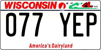 WI license plate 077YEP