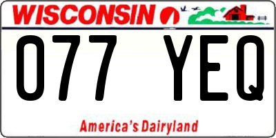 WI license plate 077YEQ
