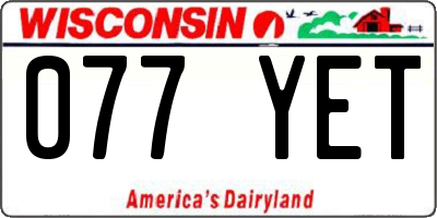 WI license plate 077YET