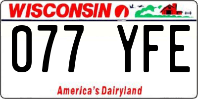 WI license plate 077YFE