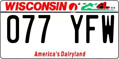 WI license plate 077YFW