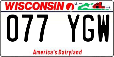 WI license plate 077YGW