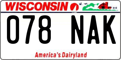 WI license plate 078NAK