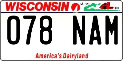 WI license plate 078NAM
